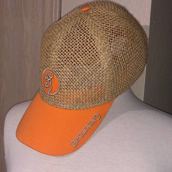 Co Ed Browning Tan Straw Cap w Orange bill and band - Picture 2 of 5